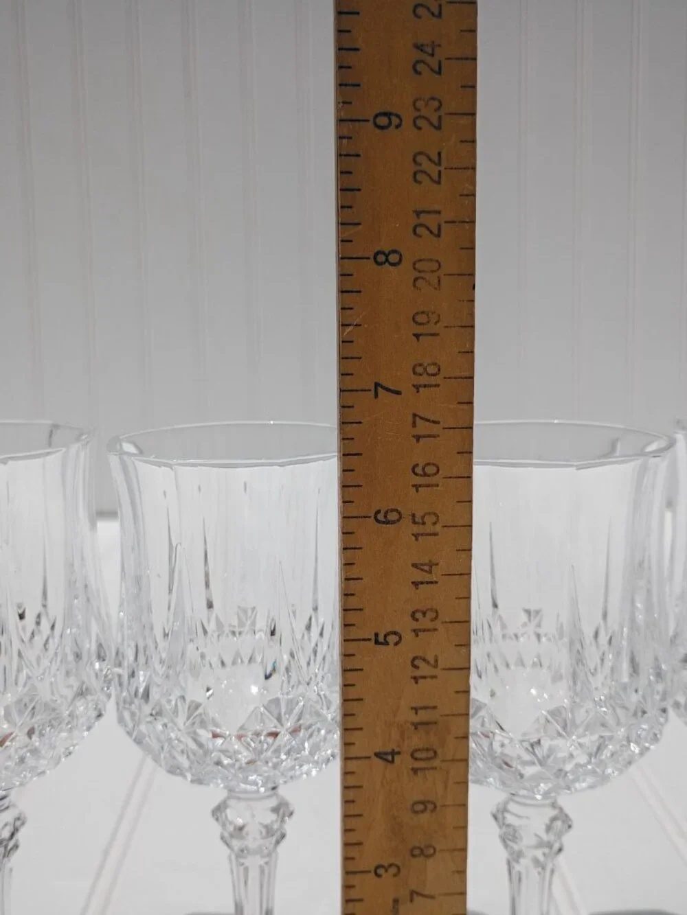 Set of 4 Vintage Cut Glass Wine Glasses 6.5